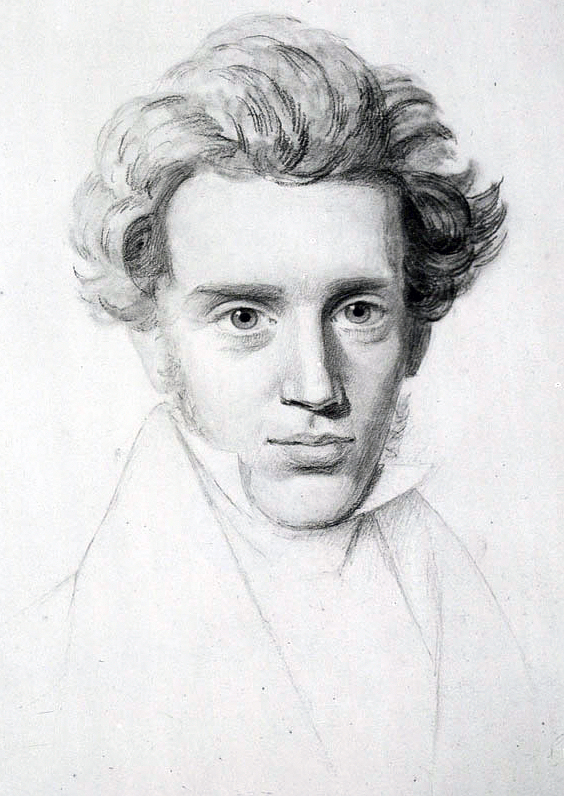 Black and white sketch of Kierkegaard in his youth