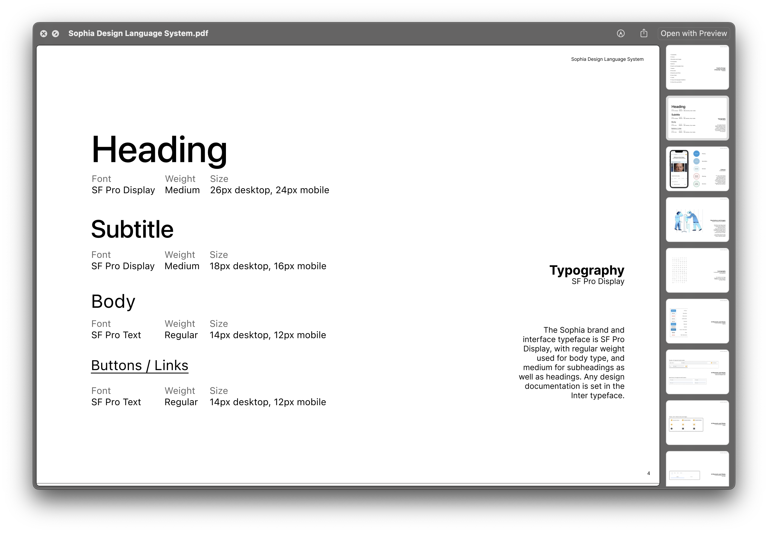 Screenshot of Sophia Design Language System.